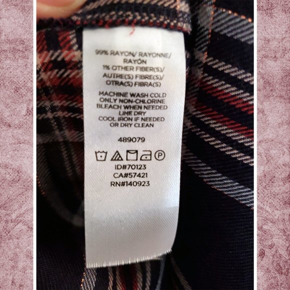 Loft Navy Plaid Blouse LIKE NEW - Picture 3 of 6